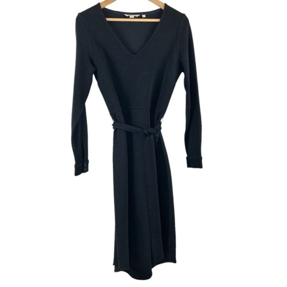 Boden Black Belted Long Sleeve Dress
